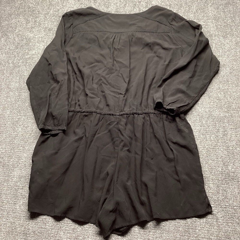 GAP Womens XL Black Romper Long Sleeve Rayon Drawstring Jumpsuit Side Pockets - Picture 9 of 10